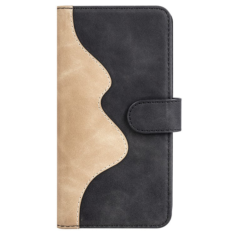 For OnePlus 12 5G Wallet PU Leather Case Color Splicing Phone Cover - Black