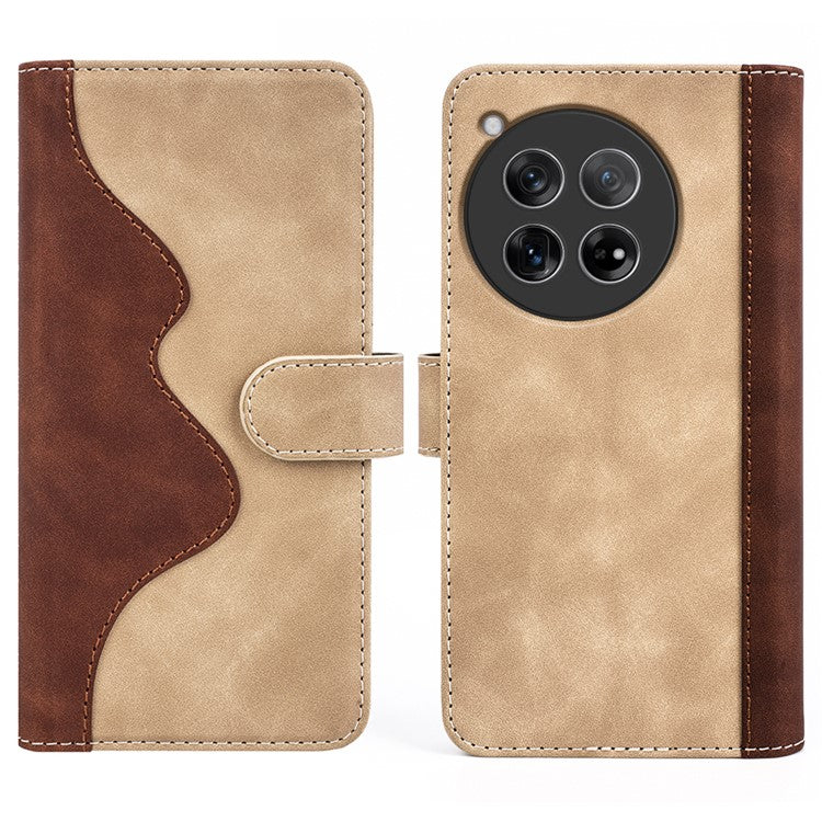 For OnePlus 12 5G Wallet PU Leather Case Color Splicing Phone Cover - Yellow