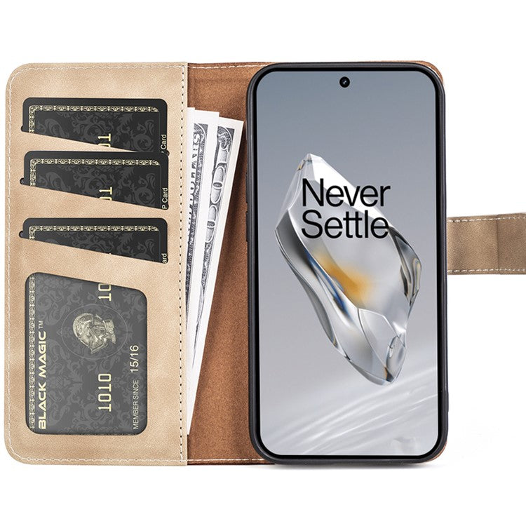 For OnePlus 12 5G Wallet PU Leather Case Color Splicing Phone Cover - Yellow