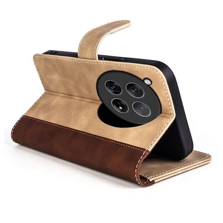 For OnePlus 12 5G Wallet PU Leather Case Color Splicing Phone Cover - Yellow