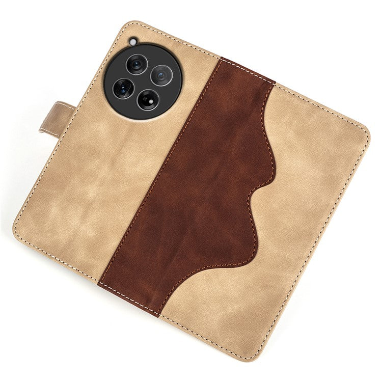 For OnePlus 12 5G Wallet PU Leather Case Color Splicing Phone Cover - Yellow