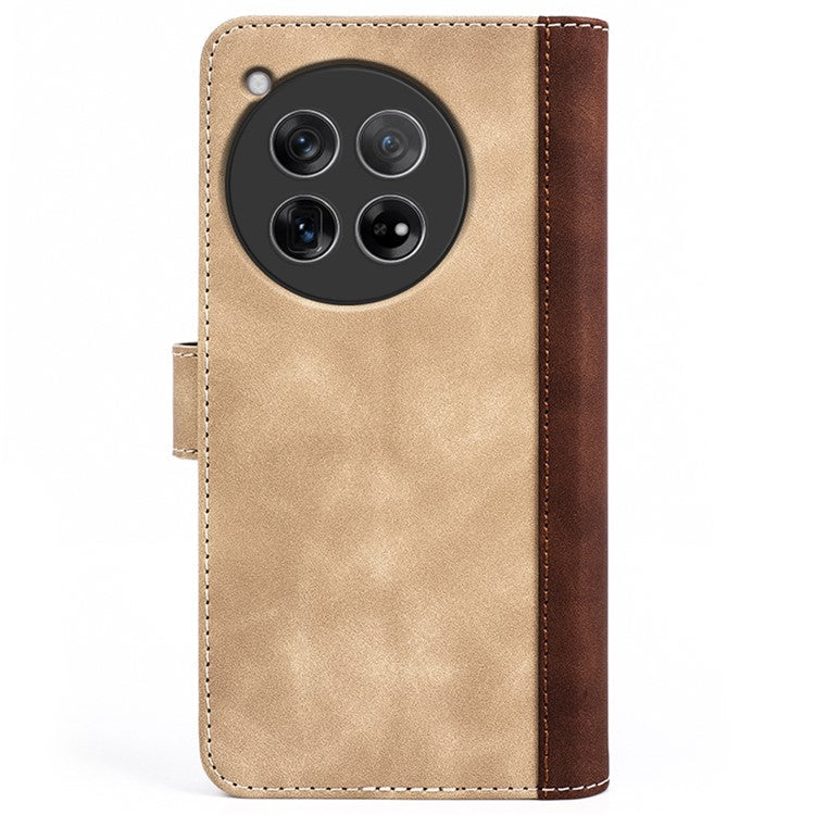 For OnePlus 12 5G Wallet PU Leather Case Color Splicing Phone Cover - Yellow