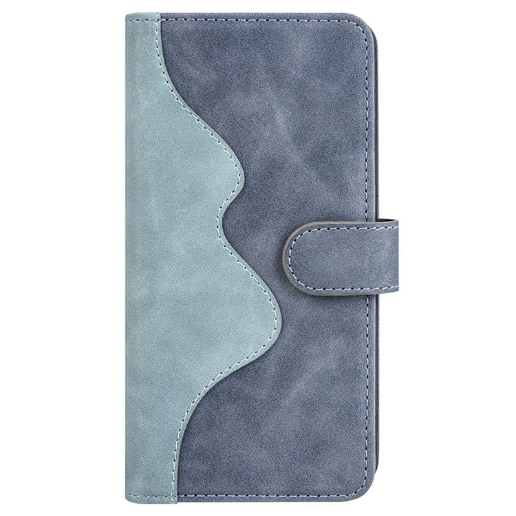 For OnePlus 12 5G Wallet PU Leather Case Color Splicing Phone Cover - Blue