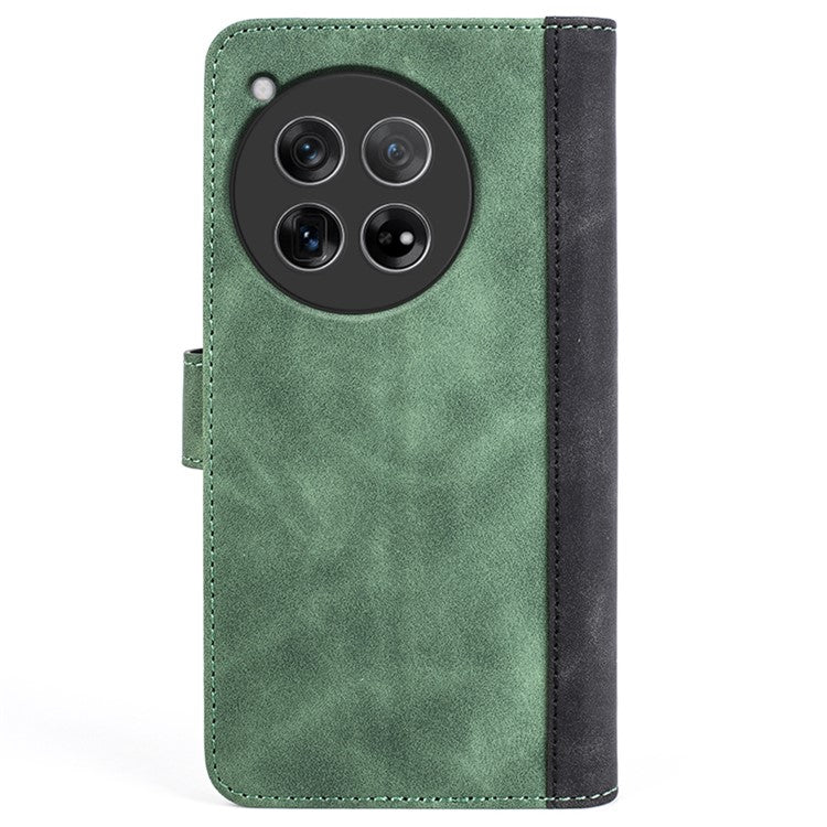 For OnePlus 12 5G Wallet PU Leather Case Color Splicing Phone Cover - Green