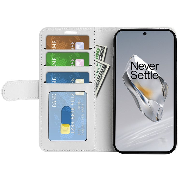For OnePlus 12 5G PU Leather Case Magnetic Closure Phone Cover Crazy Horse Texture - White
