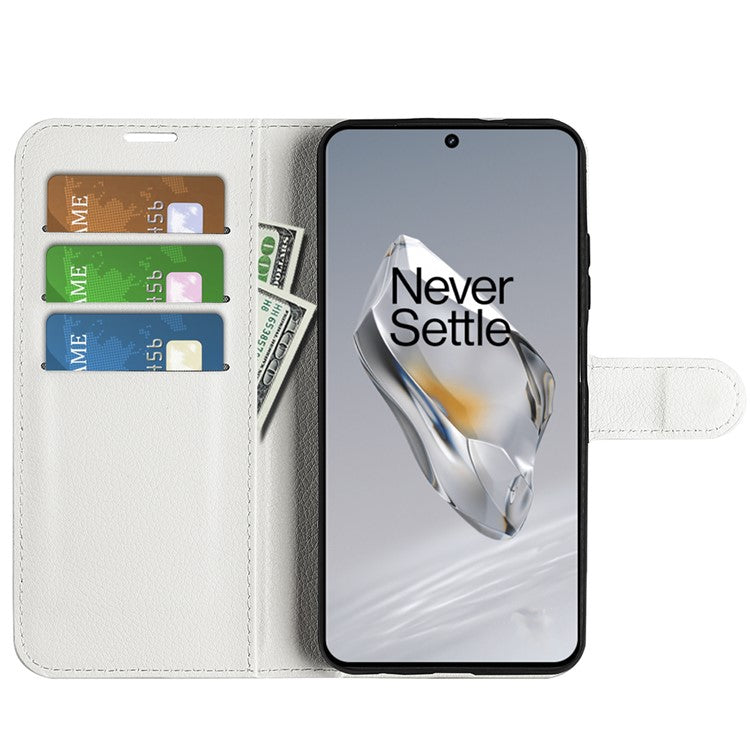For OnePlus 12 5G Phone Case Flip Wallet Shockproof PU Leather Stand Cover - White