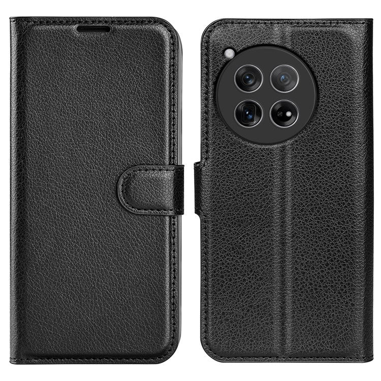 For OnePlus 12 5G Phone Case Flip Wallet Shockproof PU Leather Stand Cover - Black