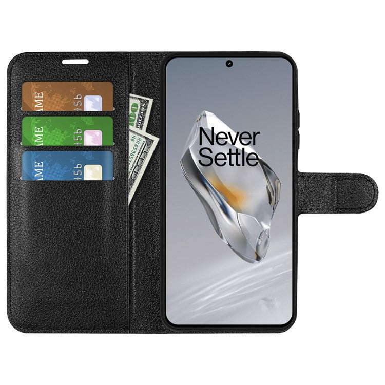 For OnePlus 12 5G Phone Case Flip Wallet Shockproof PU Leather Stand Cover - Black