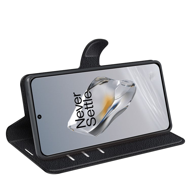 For OnePlus 12 5G Phone Case Flip Wallet Shockproof PU Leather Stand Cover - Black