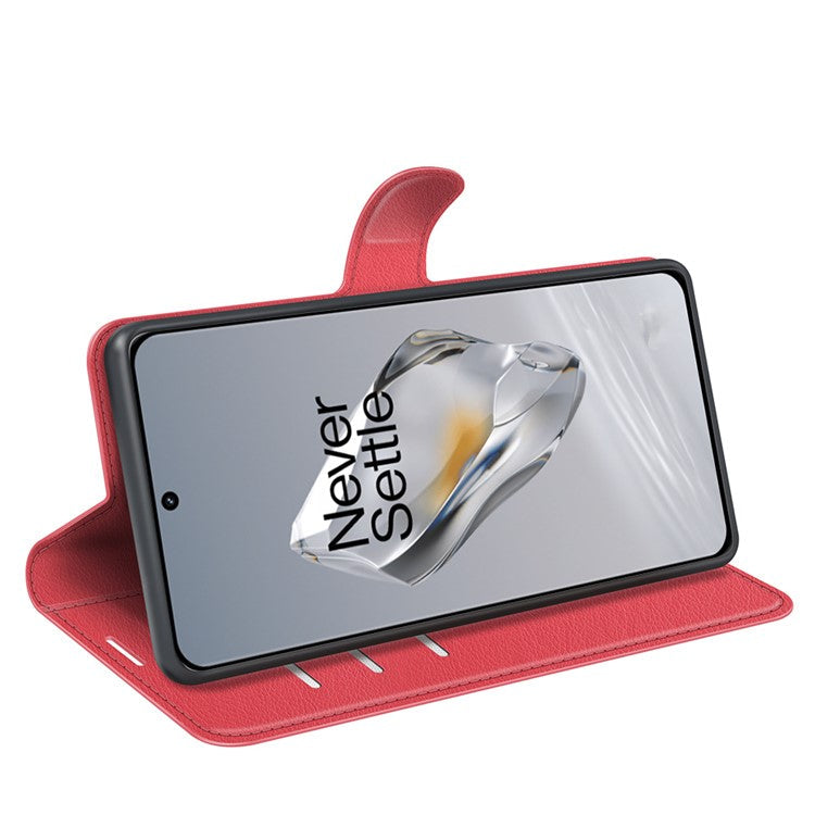 For OnePlus 12 5G Phone Case Flip Wallet Shockproof PU Leather Stand Cover - Red