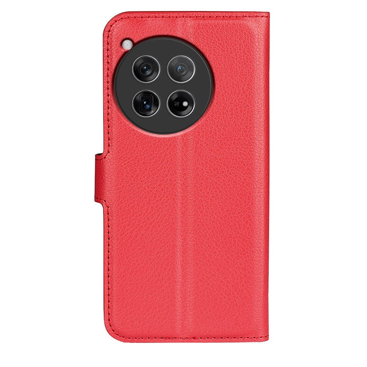 For OnePlus 12 5G Phone Case Flip Wallet Shockproof PU Leather Stand Cover - Red