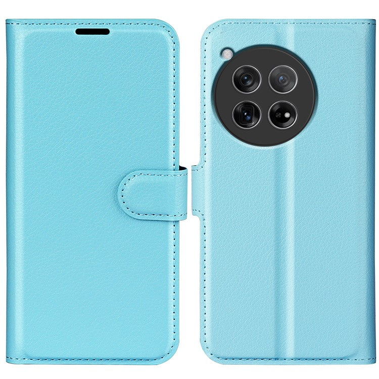 For OnePlus 12 5G Phone Case Flip Wallet Shockproof PU Leather Stand Cover - Blue