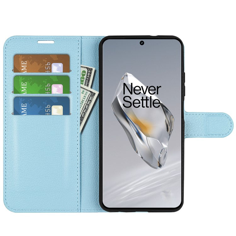 For OnePlus 12 5G Phone Case Flip Wallet Shockproof PU Leather Stand Cover - Blue