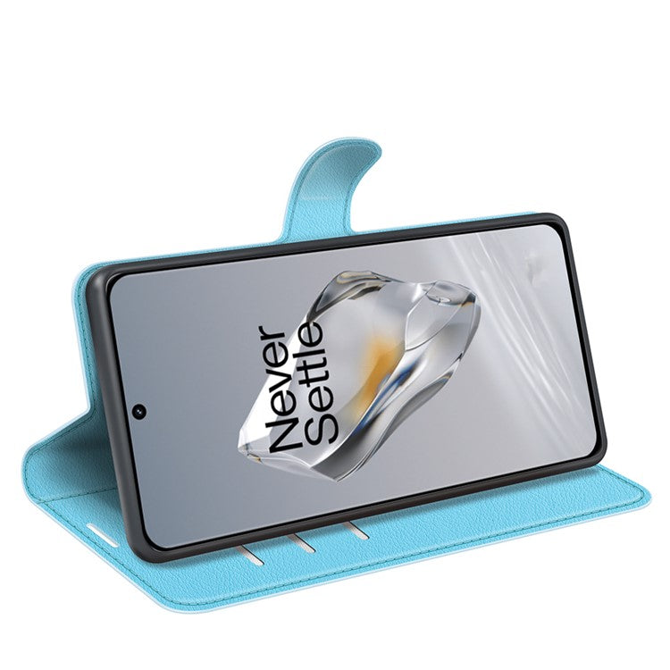 For OnePlus 12 5G Phone Case Flip Wallet Shockproof PU Leather Stand Cover - Blue