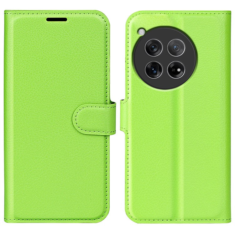 For OnePlus 12 5G Phone Case Flip Wallet Shockproof PU Leather Stand Cover - Green