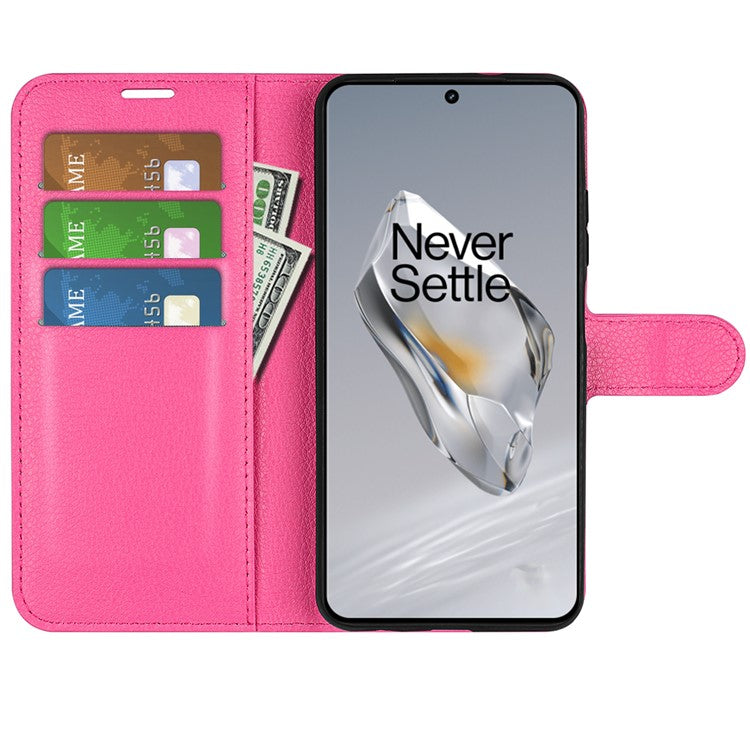 For OnePlus 12 5G Phone Case Flip Wallet Shockproof PU Leather Stand Cover - Rose