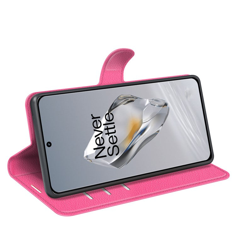 For OnePlus 12 5G Phone Case Flip Wallet Shockproof PU Leather Stand Cover - Rose