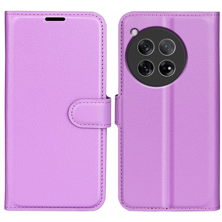 For OnePlus 12 5G Phone Case Flip Wallet Shockproof PU Leather Stand Cover - Purple