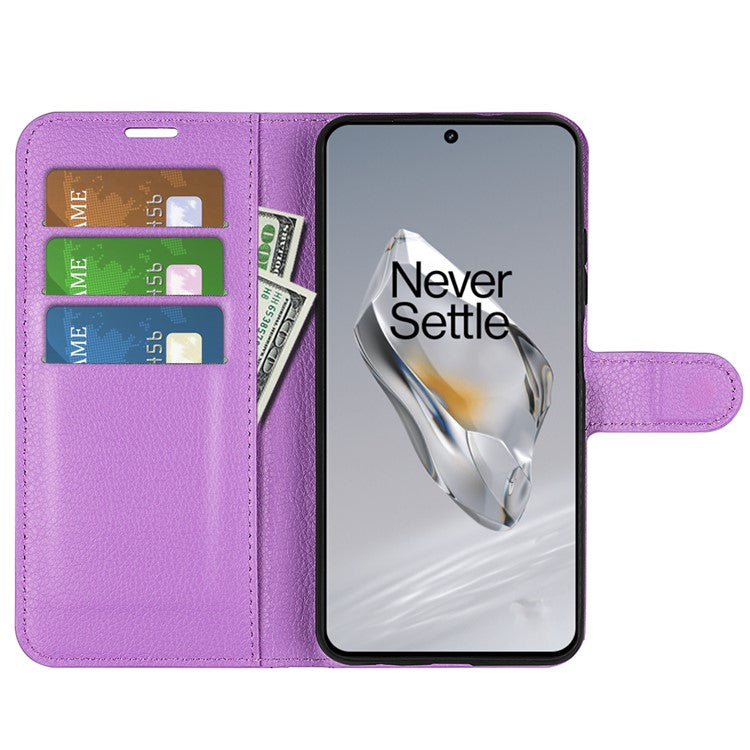 For OnePlus 12 5G Phone Case Flip Wallet Shockproof PU Leather Stand Cover - Purple