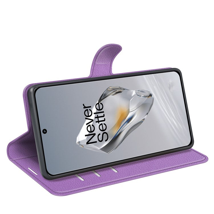 For OnePlus 12 5G Phone Case Flip Wallet Shockproof PU Leather Stand Cover - Purple