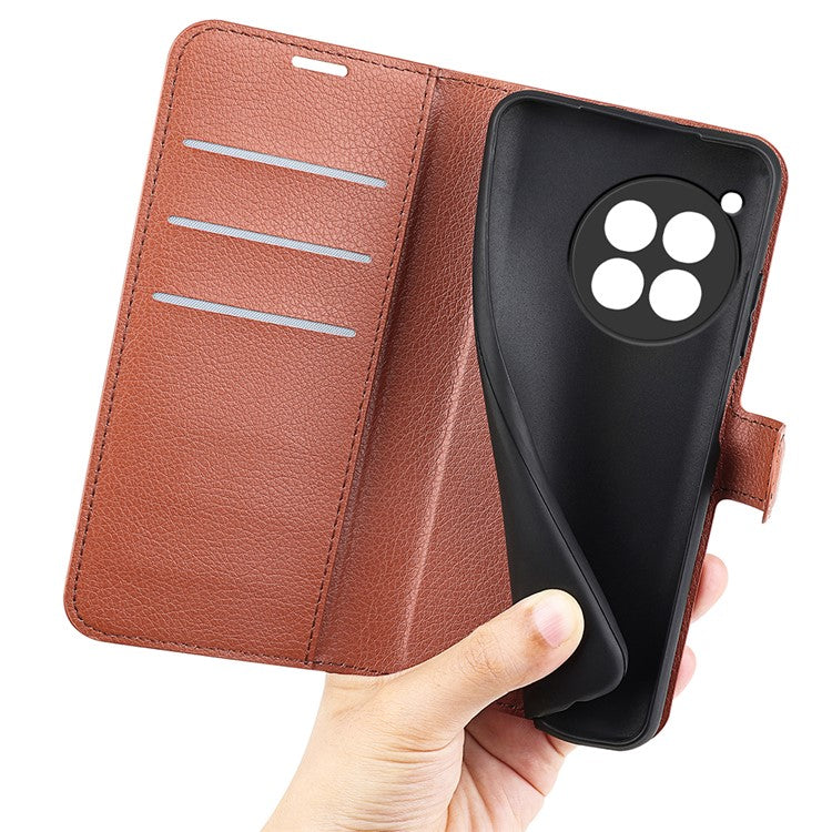 For OnePlus 12 5G Phone Case Flip Wallet Shockproof PU Leather Stand Cover - Brown