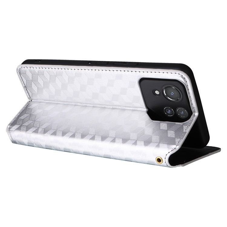 For Asus ROG Phone 8 Pro 5G / 8 5G Wallet Case Leather Magnetic Auto Closing Imprint Cover - Silver