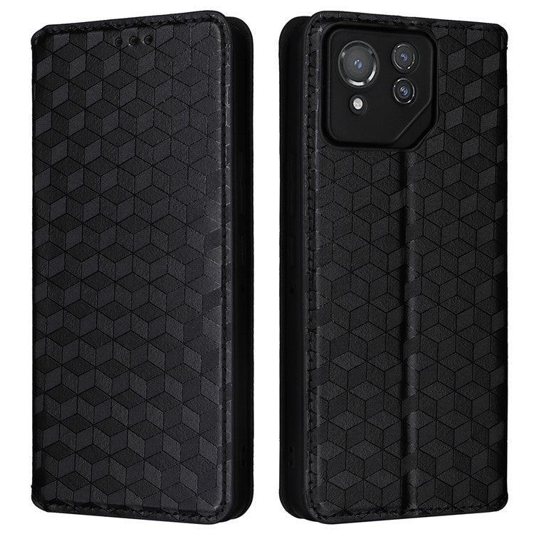 For Asus ROG Phone 8 Pro 5G / 8 5G Wallet Case Leather Magnetic Auto Closing Imprint Cover - Black
