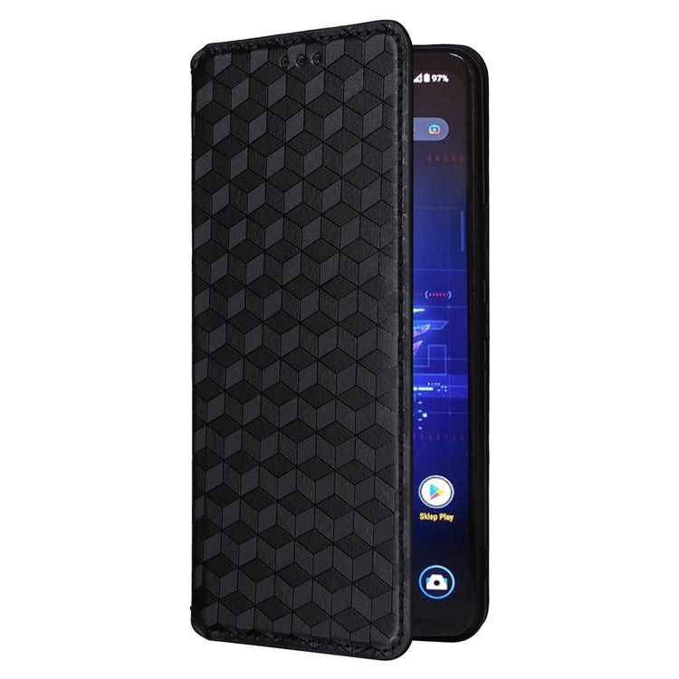 For Asus ROG Phone 8 Pro 5G / 8 5G Wallet Case Leather Magnetic Auto Closing Imprint Cover - Black