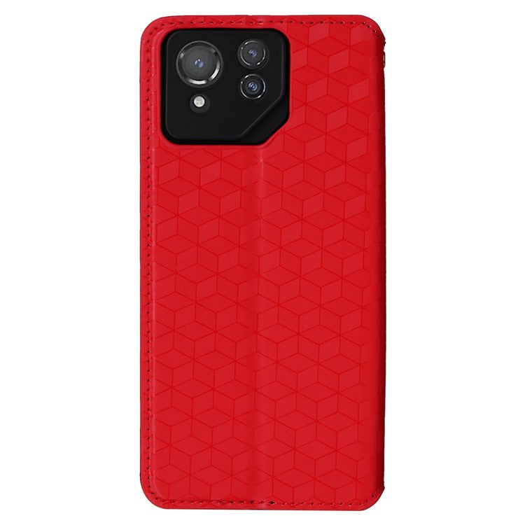 For Asus ROG Phone 8 Pro 5G / 8 5G Wallet Case Leather Magnetic Auto Closing Imprint Cover - Red