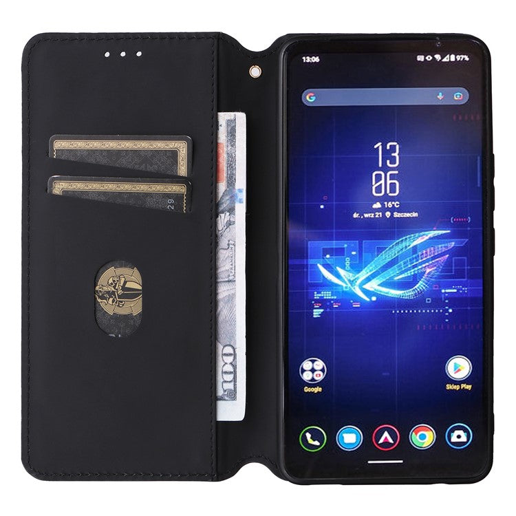 For Asus ROG Phone 8 Pro 5G / 8 5G Wallet Case Leather Magnetic Auto Closing Imprint Cover - Blue