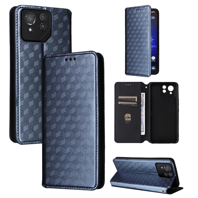 For Asus ROG Phone 8 Pro 5G / 8 5G Wallet Case Leather Magnetic Auto Closing Imprint Cover - Blue