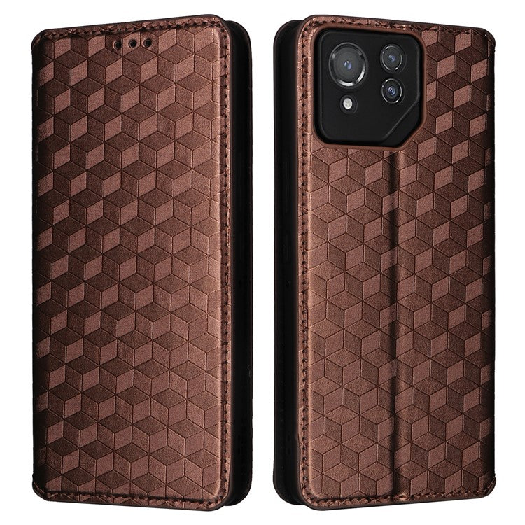 For Asus ROG Phone 8 Pro 5G / 8 5G Wallet Case Leather Magnetic Auto Closing Imprint Cover - Brown
