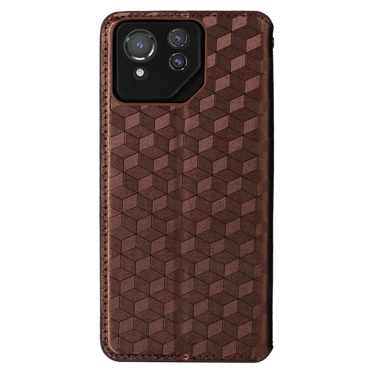 For Asus ROG Phone 8 Pro 5G / 8 5G Wallet Case Leather Magnetic Auto Closing Imprint Cover - Brown