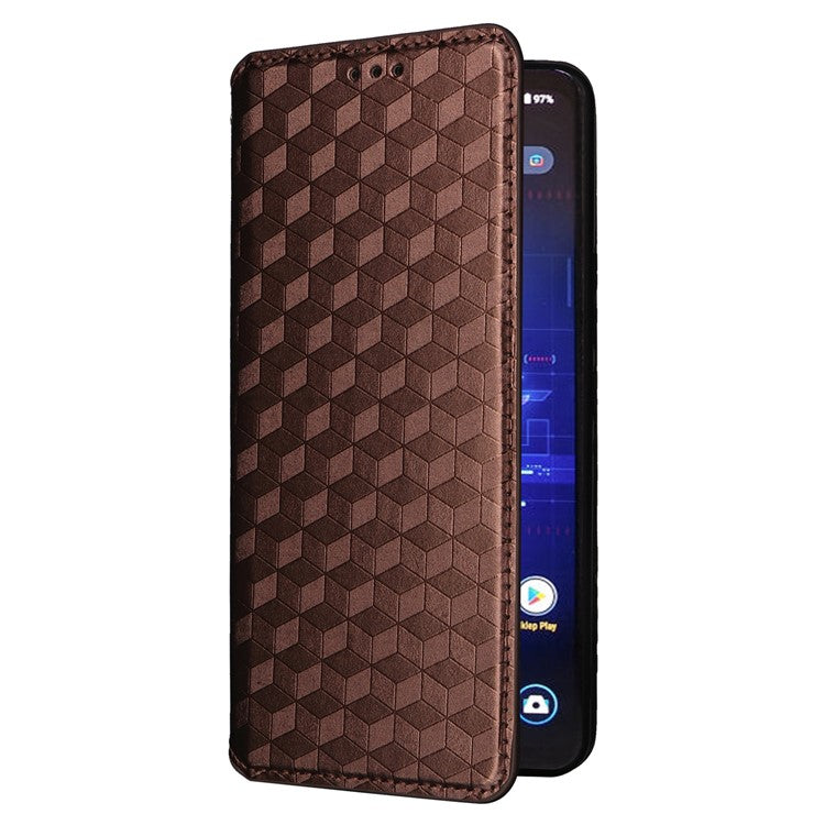 For Asus ROG Phone 8 Pro 5G / 8 5G Wallet Case Leather Magnetic Auto Closing Imprint Cover - Brown