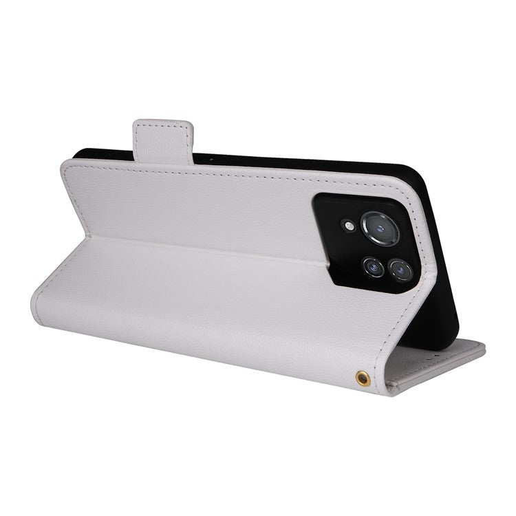 For Asus ROG Phone 8 Pro 5G / 8 5G Magnetic Case Leather Litchi Texture Cover with Wrist Strap - White