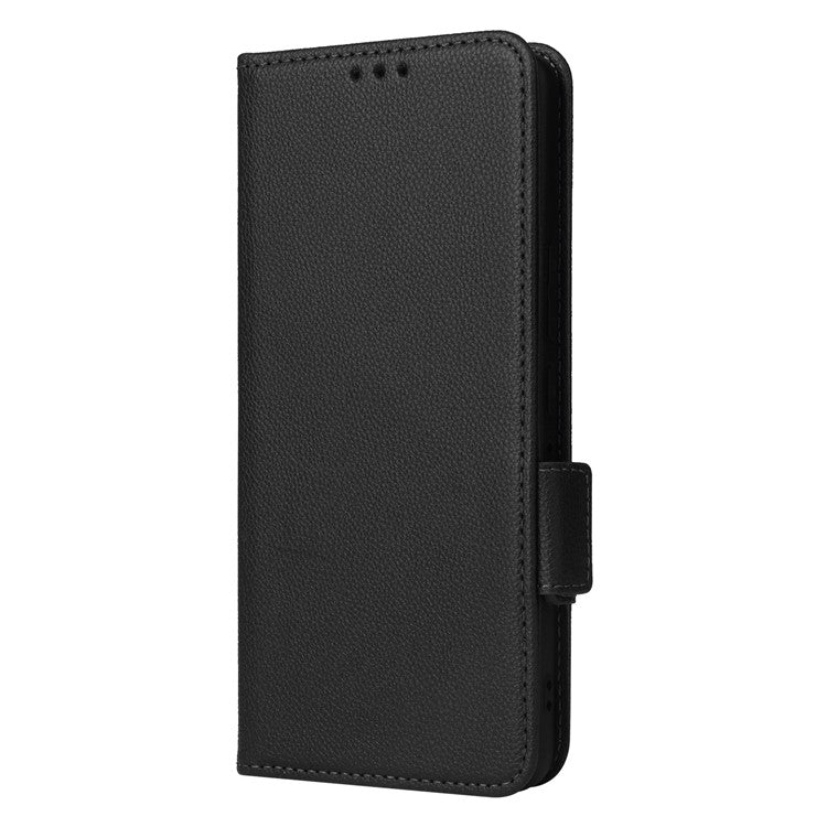 For Asus ROG Phone 8 Pro 5G / 8 5G Magnetic Case Leather Litchi Texture Cover with Wrist Strap - Black
