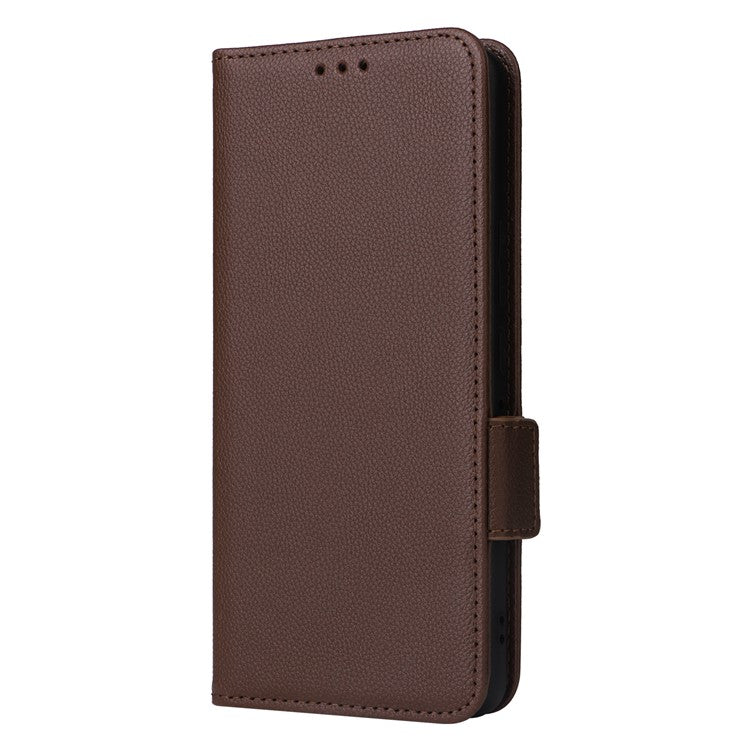 For Asus ROG Phone 8 Pro 5G / 8 5G Magnetic Case Leather Litchi Texture Cover with Wrist Strap - Brown