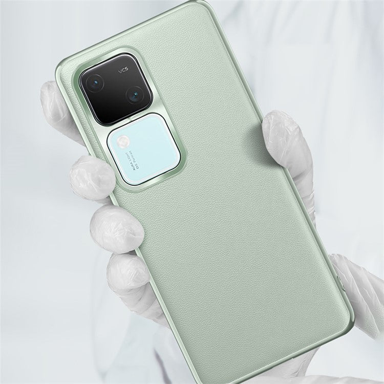 For vivo S18 5G Slim Case Lens Protection Smooth Leather Business Phone Cover - Cyan