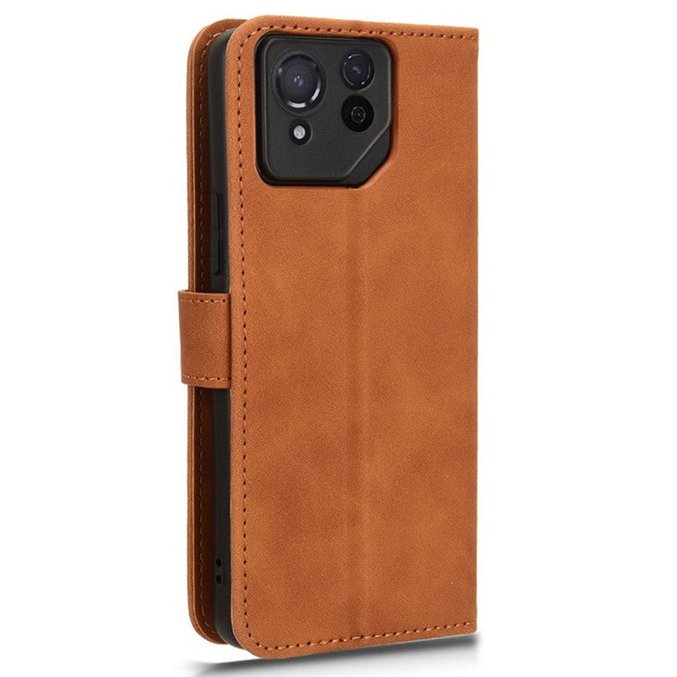 For Asus ROG Phone 8 5G / Phone 8 Pro 5G Case PU Leather Card Holder Cover with Magnetic Closure - Brown
