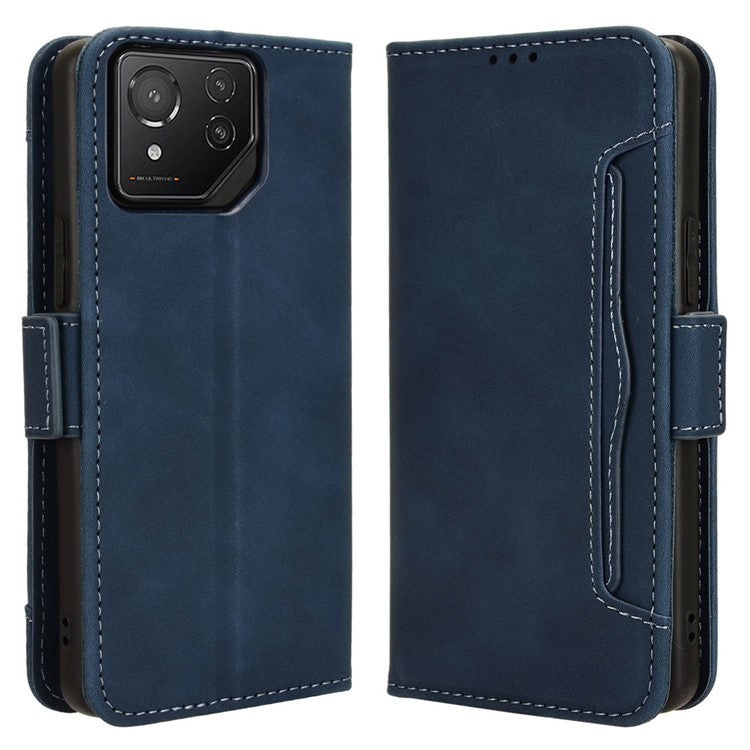 For Asus ROG Phone 8 Pro 5G / 8 5G Case Stand Leather Cover with Multiple Card Slots - Blue