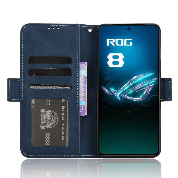 For Asus ROG Phone 8 Pro 5G / 8 5G Case Stand Leather Cover with Multiple Card Slots - Blue