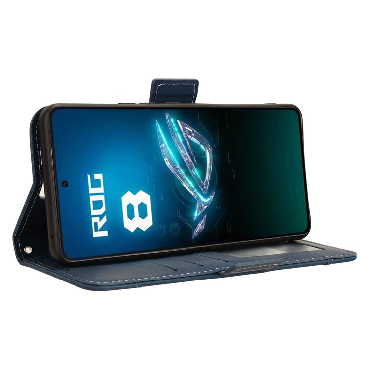 For Asus ROG Phone 8 Pro 5G / 8 5G Case Stand Leather Cover with Multiple Card Slots - Blue