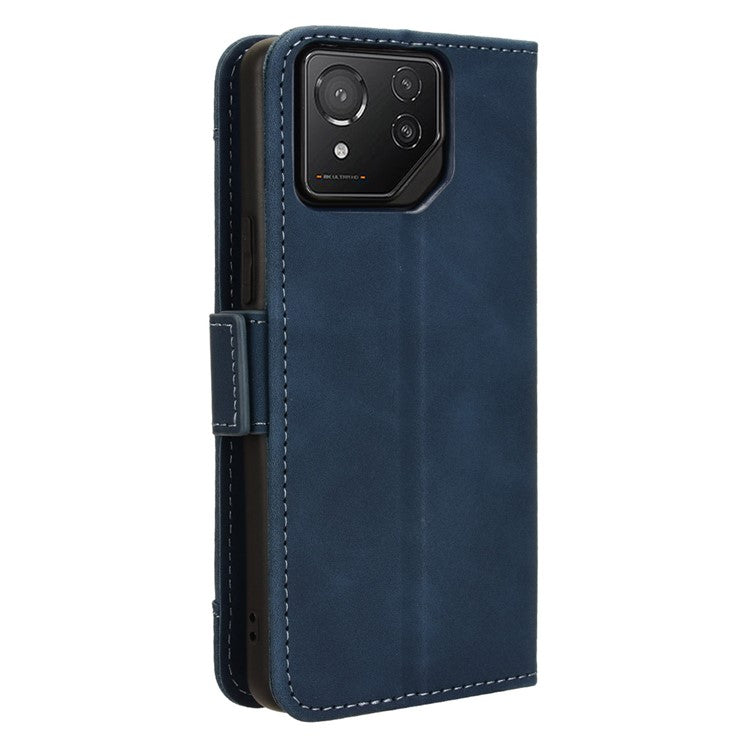 For Asus ROG Phone 8 Pro 5G / 8 5G Case Stand Leather Cover with Multiple Card Slots - Blue
