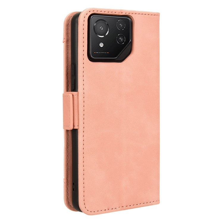 For Asus ROG Phone 8 Pro 5G / 8 5G Case Stand Leather Cover with Multiple Card Slots - Pink