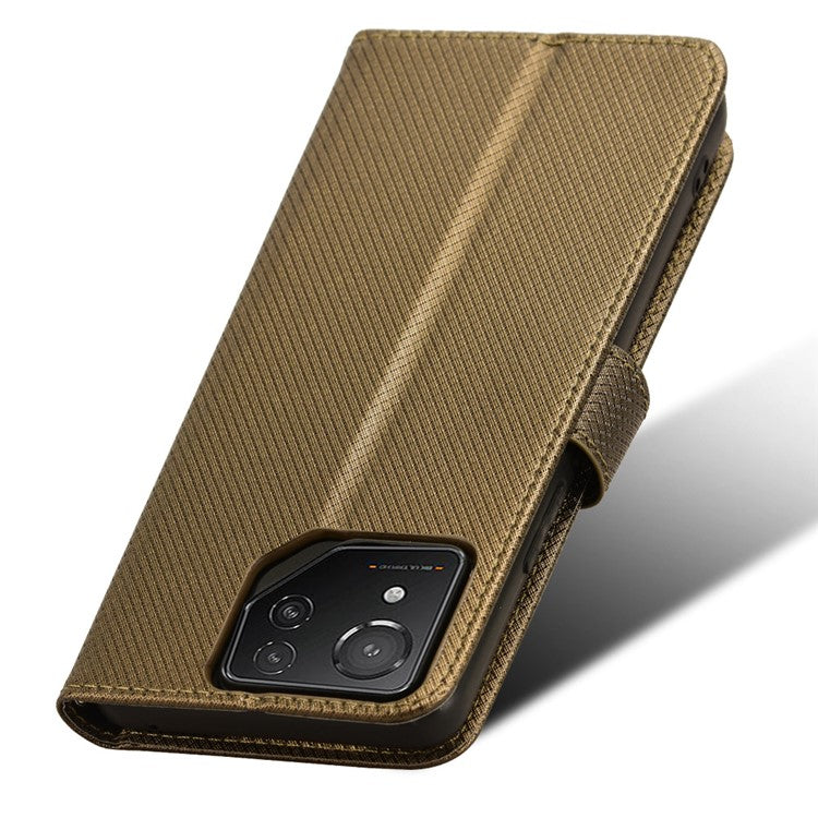 For Asus ROG Phone 8 Pro 5G / 8 5G Magnetic Phone Case Diamond Texture Card Slots Cover - Brown
