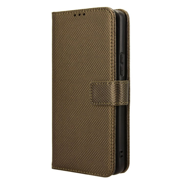 For Asus ROG Phone 8 Pro 5G / 8 5G Magnetic Phone Case Diamond Texture Card Slots Cover - Brown