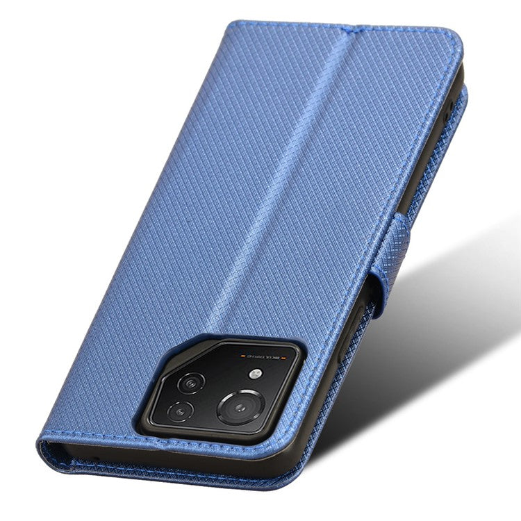 For Asus ROG Phone 8 Pro 5G / 8 5G Magnetic Phone Case Diamond Texture Card Slots Cover - Blue