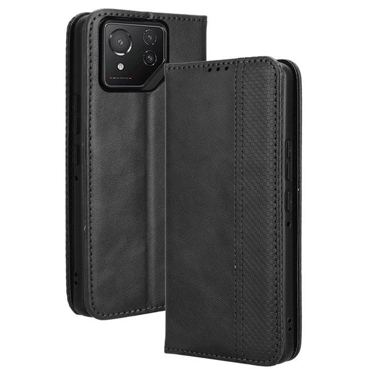 For Asus ROG Phone 8 Pro 5G / 8 5G Case Magnetic Closing Wallet Leather Phone Cover - Black