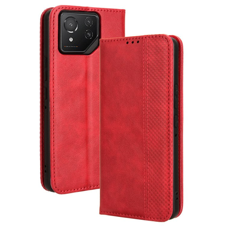 For Asus ROG Phone 8 Pro 5G / 8 5G Case Magnetic Closing Wallet Leather Phone Cover - Red