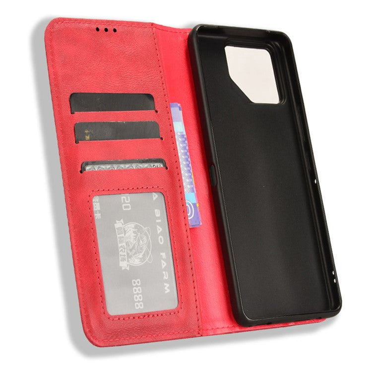 For Asus ROG Phone 8 Pro 5G / 8 5G Case Magnetic Closing Wallet Leather Phone Cover - Red